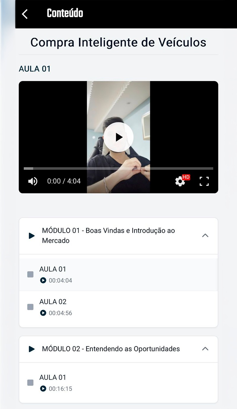 Conteúdo do método - tela 1