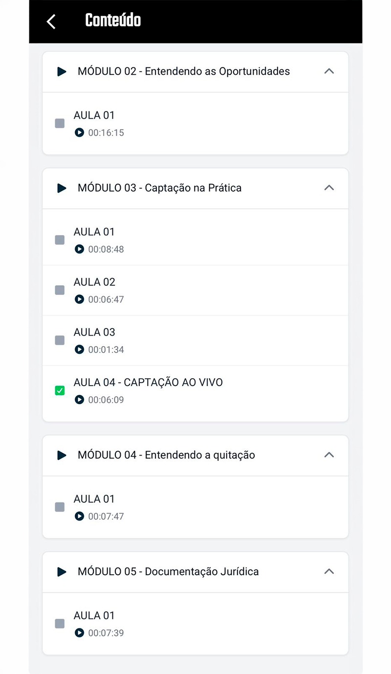 Conteúdo do método - tela 2